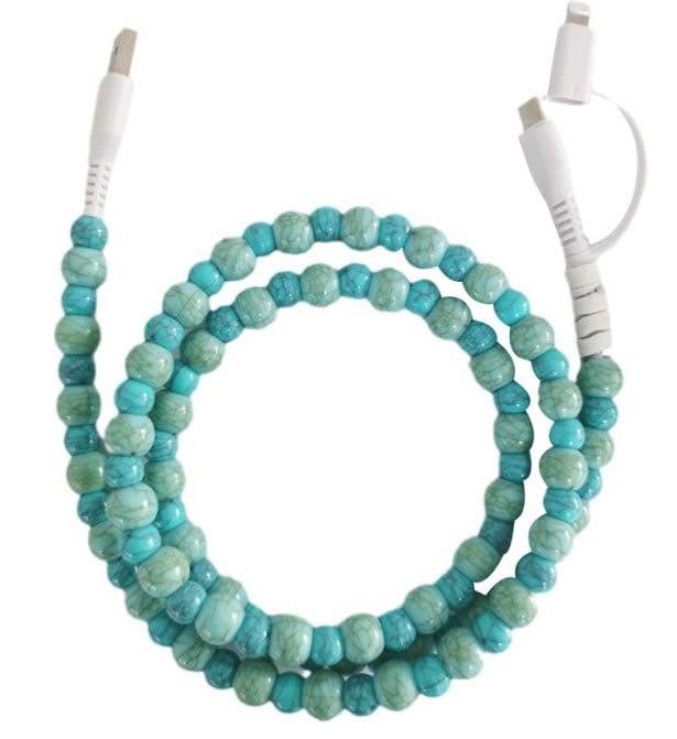 FUN DESIGNED BEADED 4-IN-1 FAST CHARGING CABLE - GREAT QUALITY AND LOTS OF COLORS