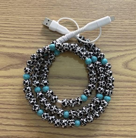 FUN DESIGNED BEADED 4-IN-1 FAST CHARGING CABLE - GREAT QUALITY AND LOTS OF COLORS