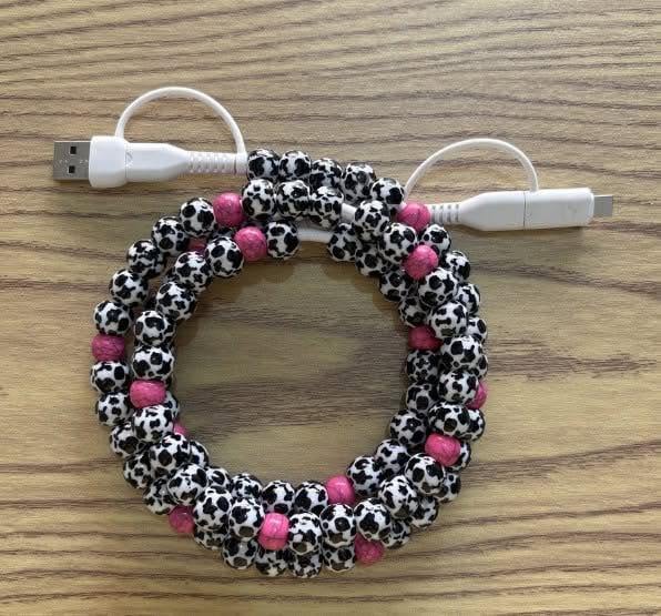 FUN DESIGNED BEADED 4-IN-1 FAST CHARGING CABLE - GREAT QUALITY AND LOTS OF COLORS