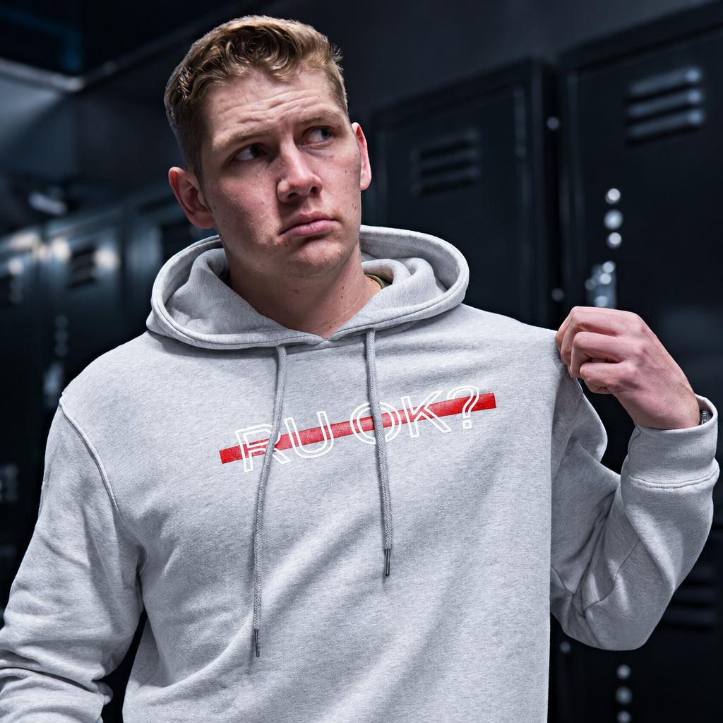 Stigma-Breaking Hoodie - Red Line (Heather Grey)
