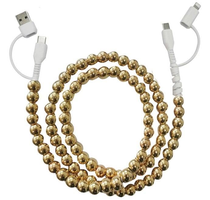 SOLID COLOR BEADED 4-IN-1 FAST CHARGING CABLE - GREAT QUALITY AND LOTS OF COLORS