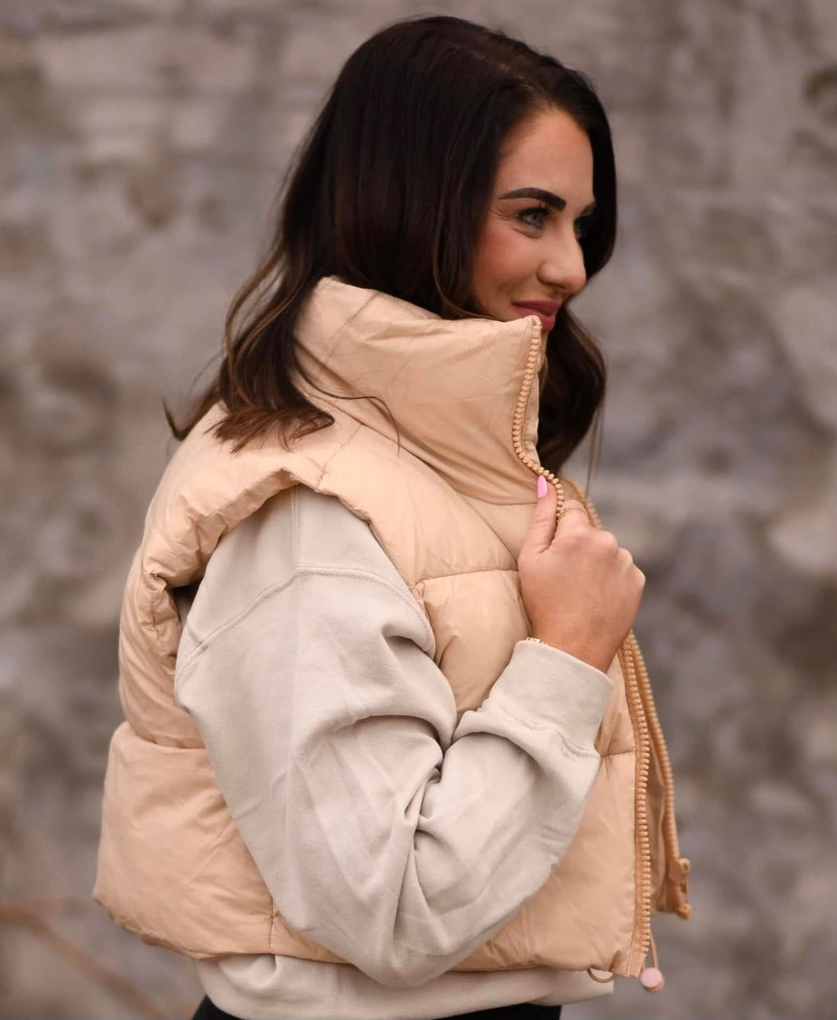 *SALE* RTS Tan Cropped Puffer Vest