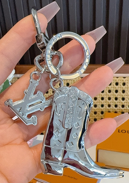 CLASSY SILVER BOOT KEYCHAIN - CAN BE A PURSE CHARM TOO!