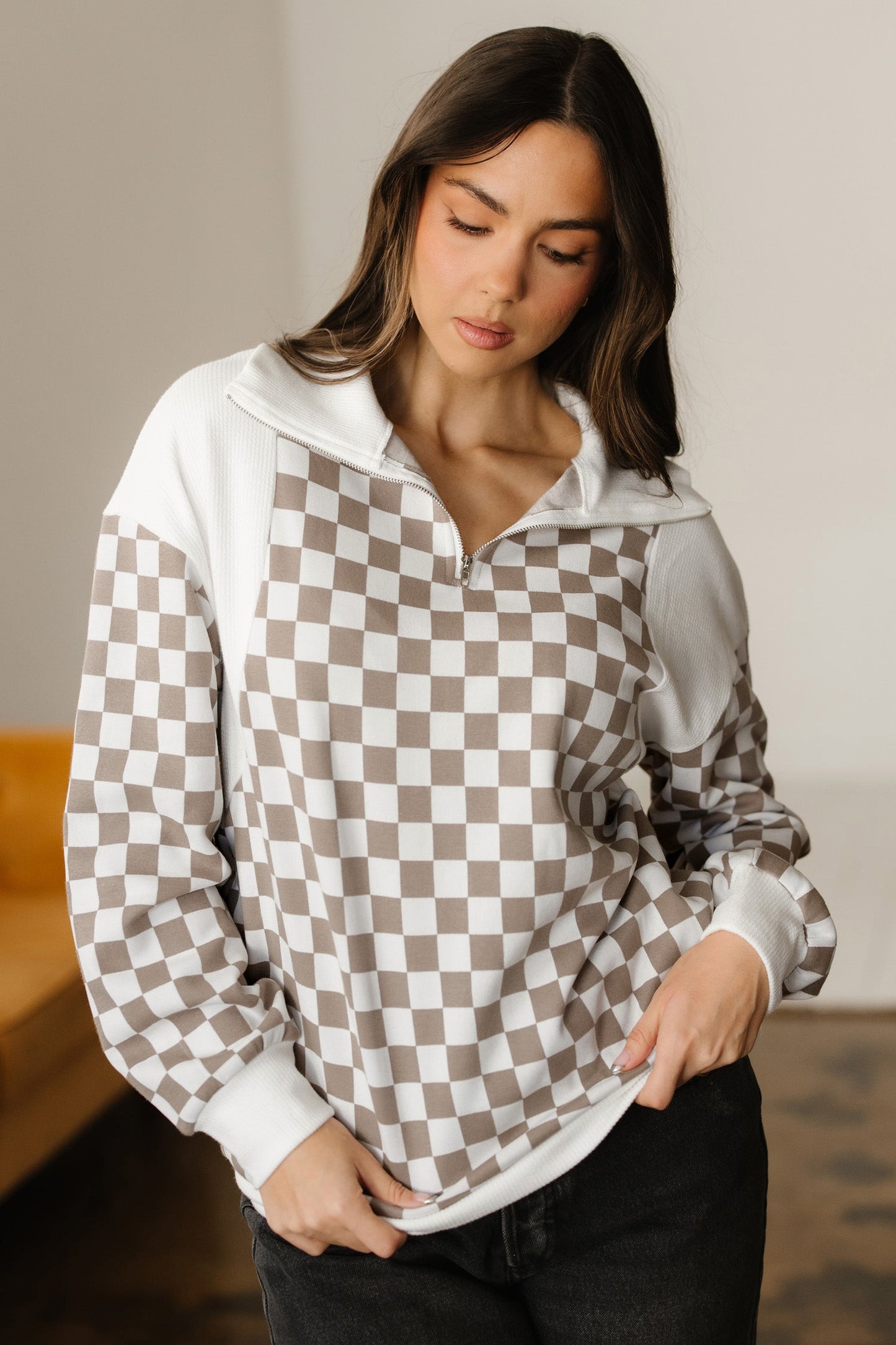 Rosalia Ribbed Patchwork Loose Sweatshirt