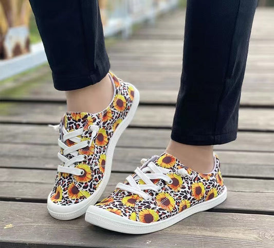 CANVAS SNEAKER RUN-LEOPARD SUNFLOWER