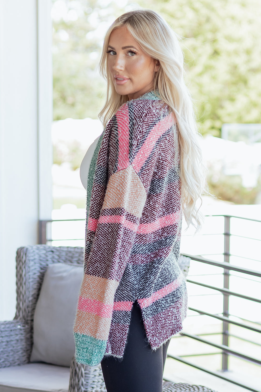 Elsa Slit Open Front Cardigan