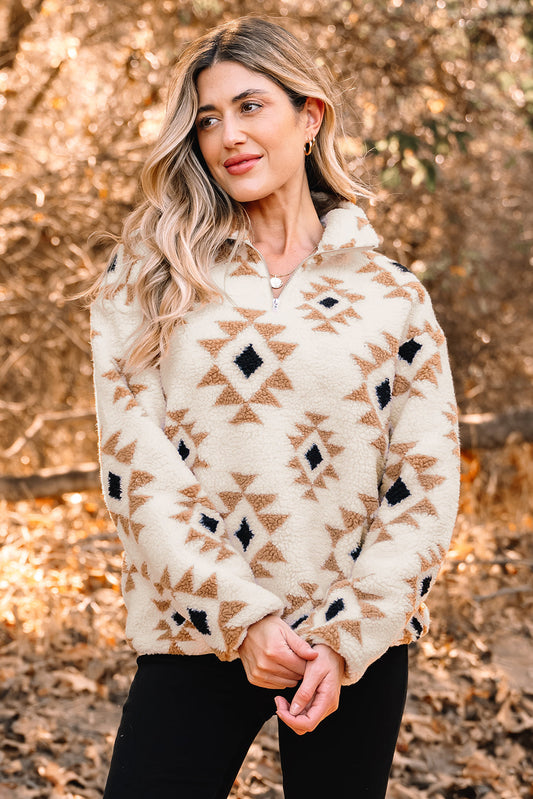 Elizy Quarter Zip Collar Sweatshirt
