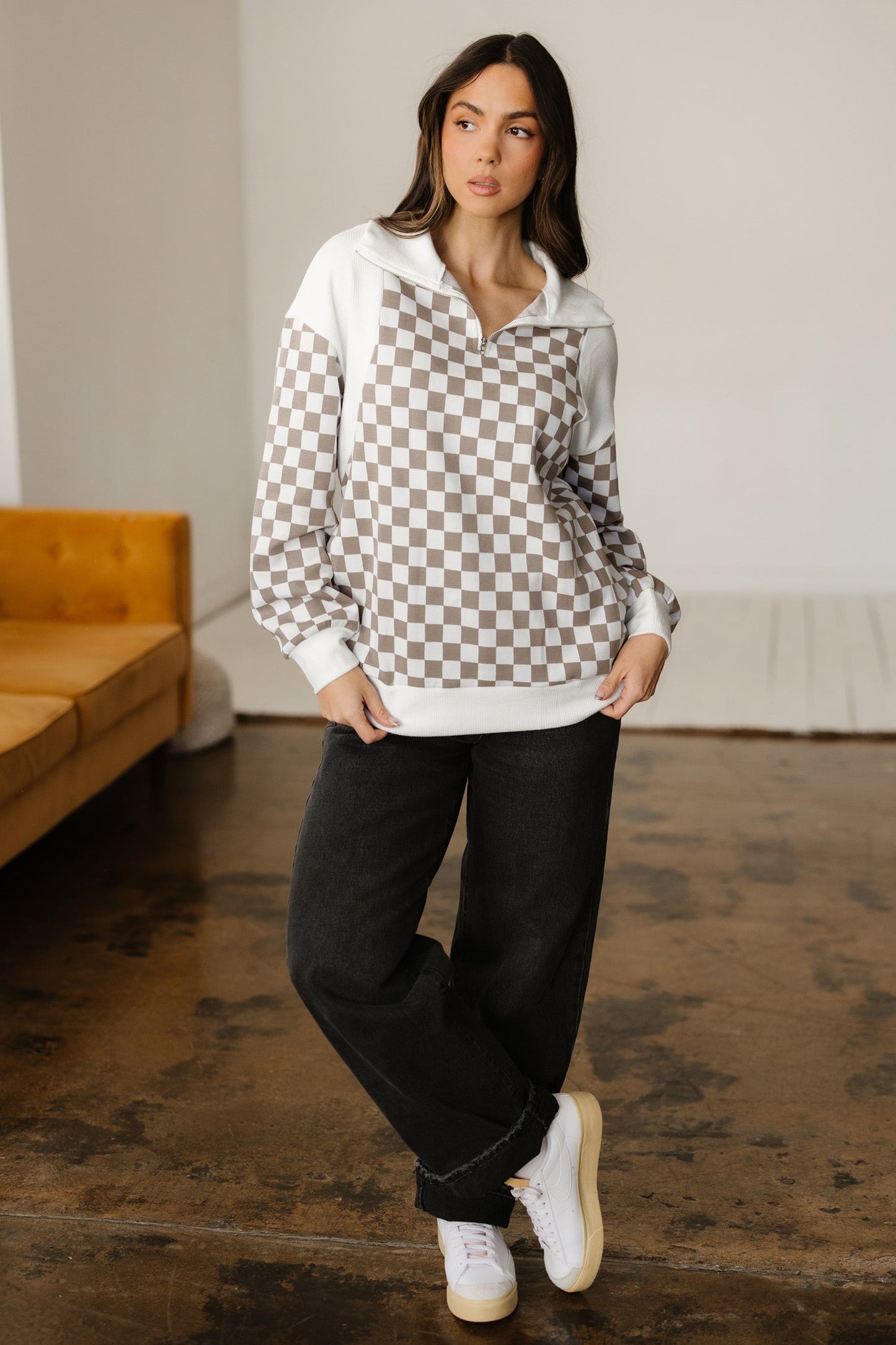 Rosalia Ribbed Patchwork Loose Sweatshirt