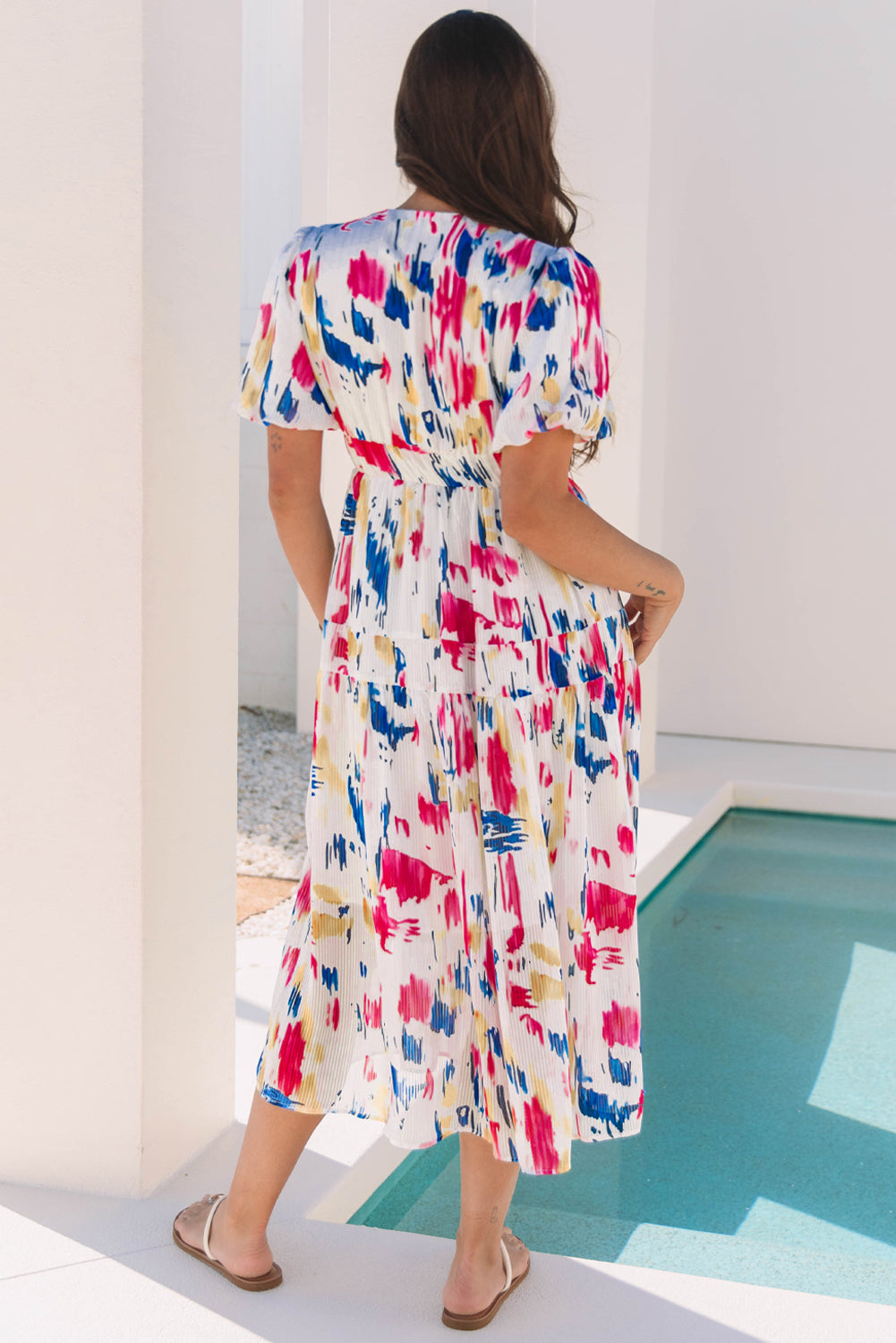 Nyomi Short Puff Sleeve Tiered Maxi Dress