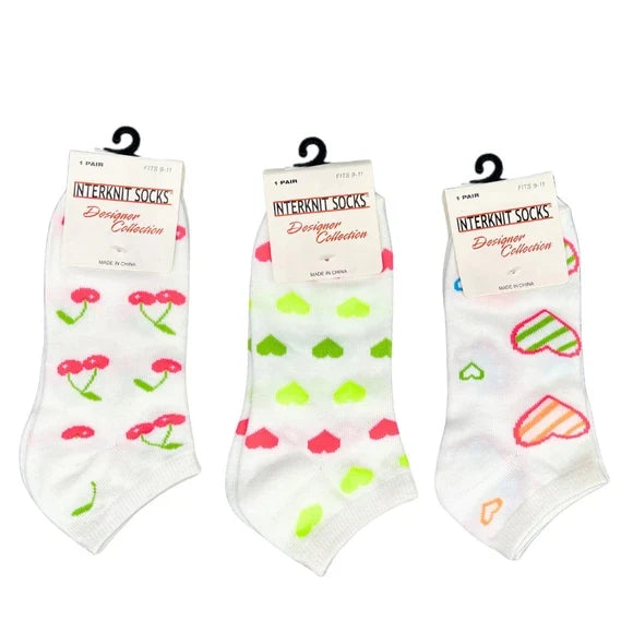 Women’s Novelty Crew Socks | Hearts, Lips or Cherries