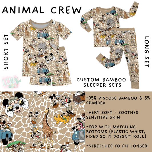 Ready to Ship - Animal Crew Bamboo Short Sleeper Set - 4T