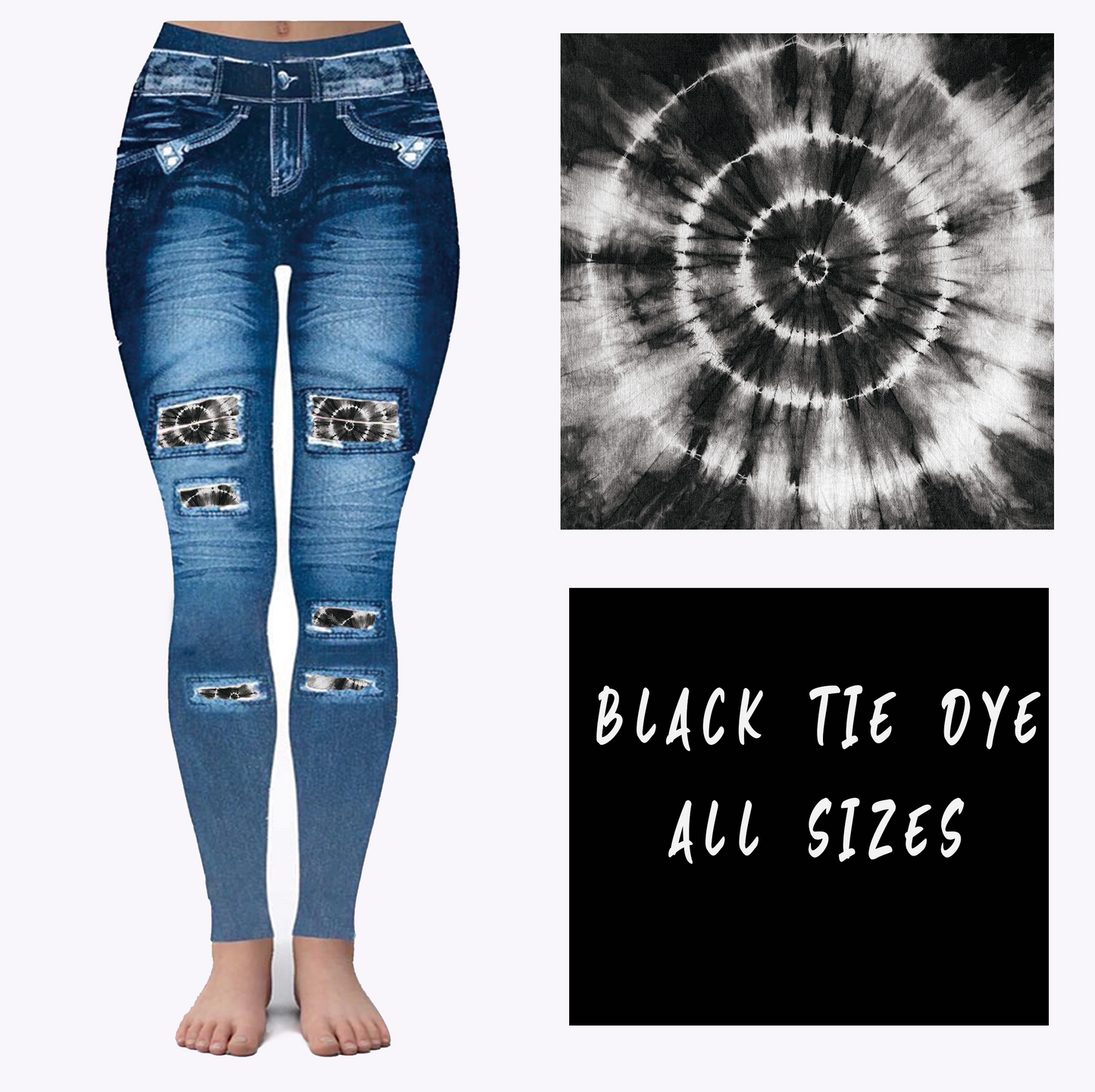 LEGGING JEAN RUN-BLACK TIE DYE (ACTIVE BACK POCKETS)