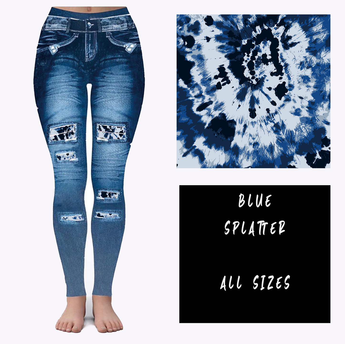 LEGGING JEAN RUN-BLUE SPLATTER (ACTIVE BACK POCKETS)