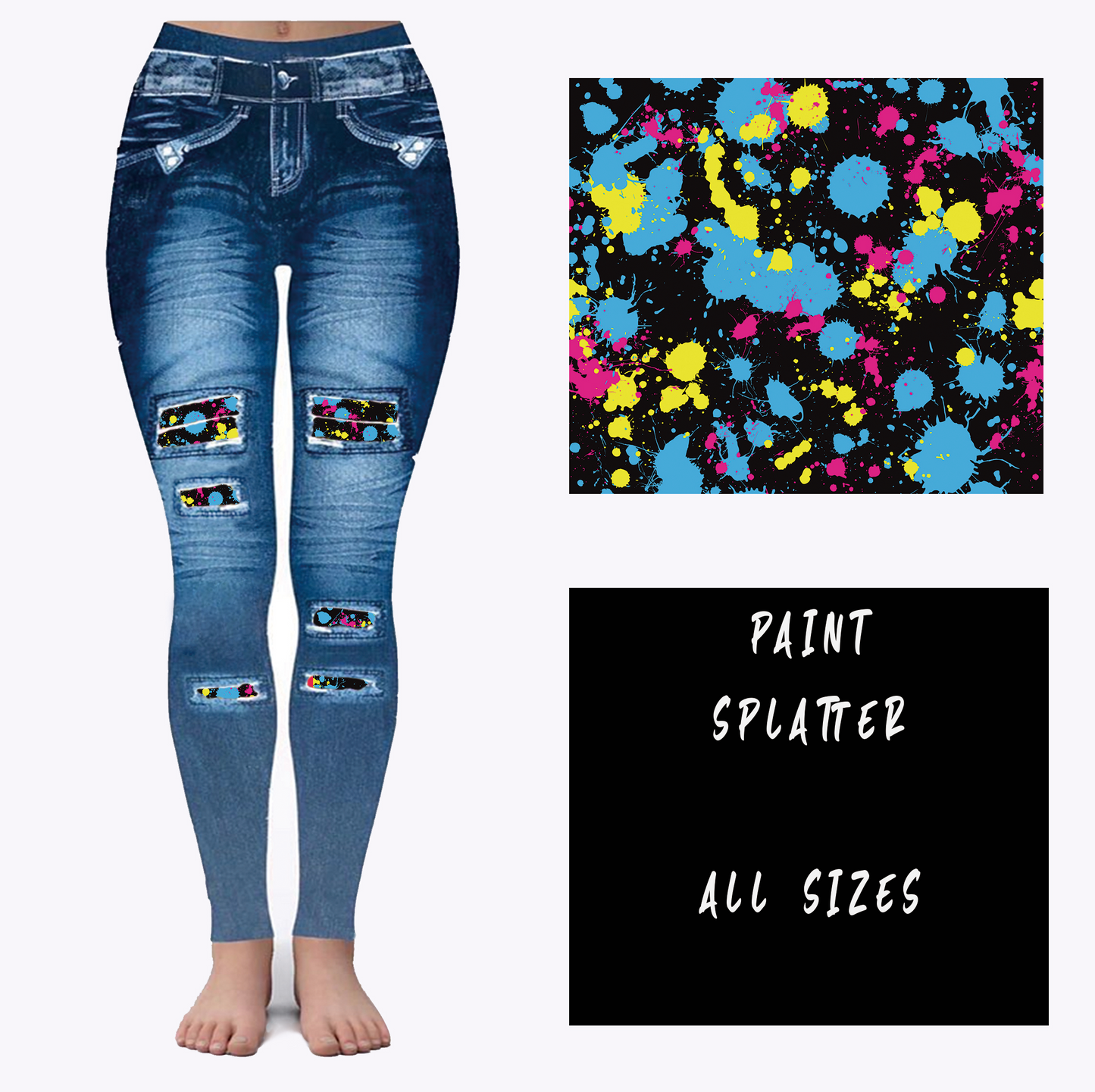 LEGGING JEAN RUN-PAINT SPLATTER (ACTIVE BACK POCKETS)