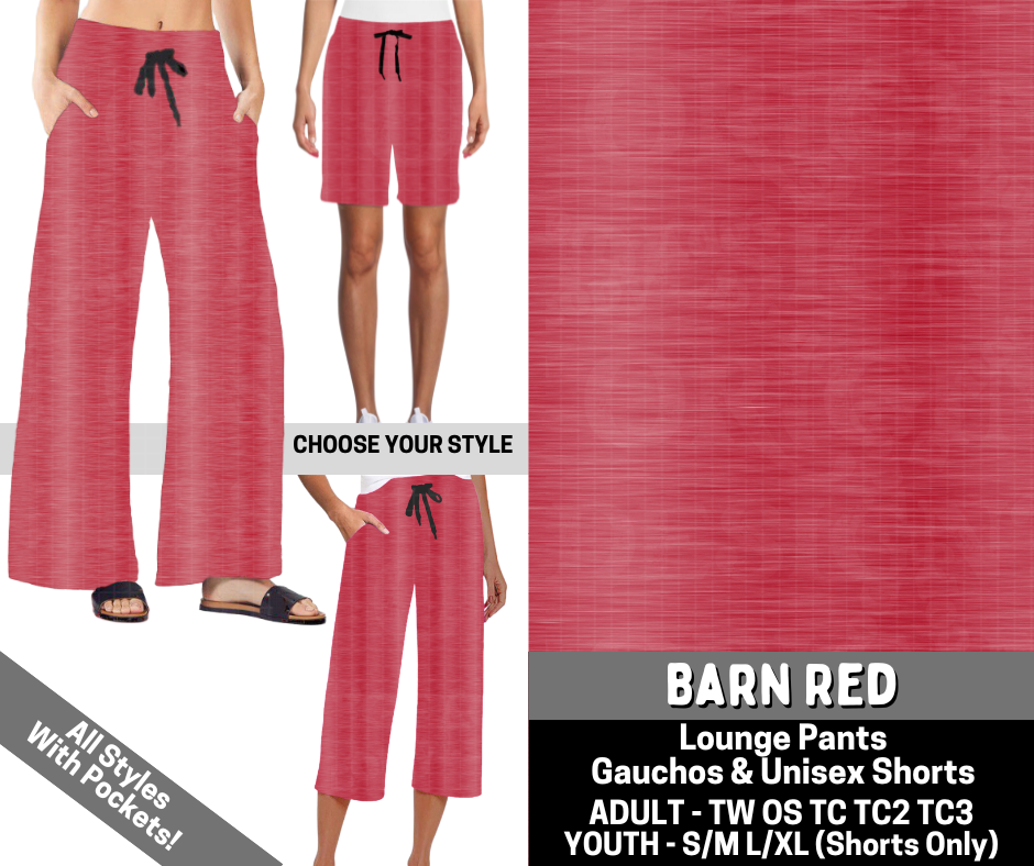 Preorder! Closes 6/15. ETA Sept. Barn Red Combo Lounge Lengths