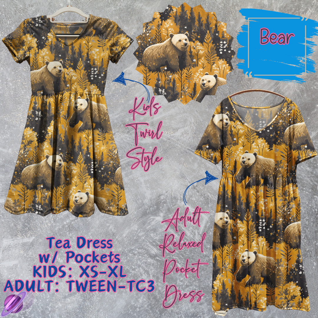 BEAR - ADULT & KIDS - TEA DRESS RUN 3 - PREORDER CLOSING 3/11