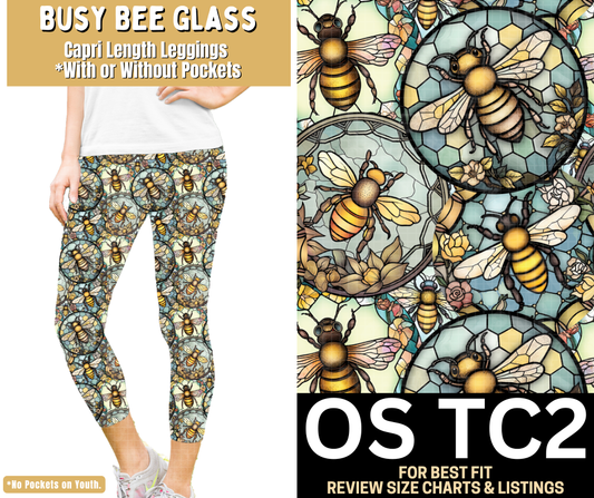 Busy Bee Glass Capri Length Leggings w/ Pockets