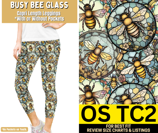Busy Bee Glass Capri Length Leggings w/ Pockets