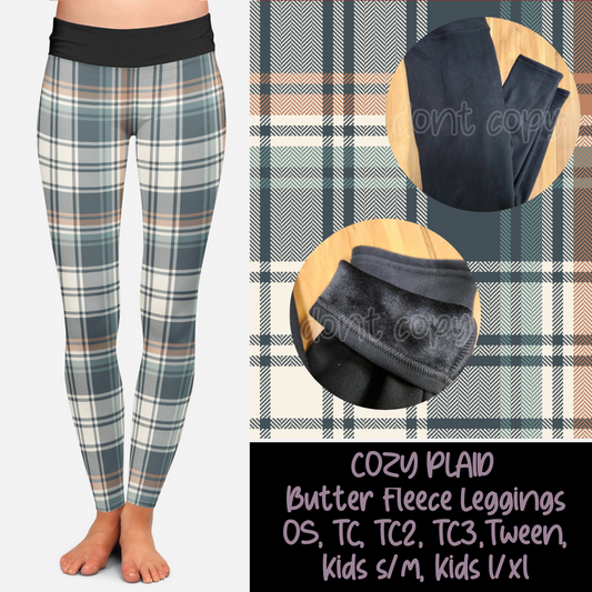 COZY PLAID  - BUTTER FLEECE LINED LEGGINGS