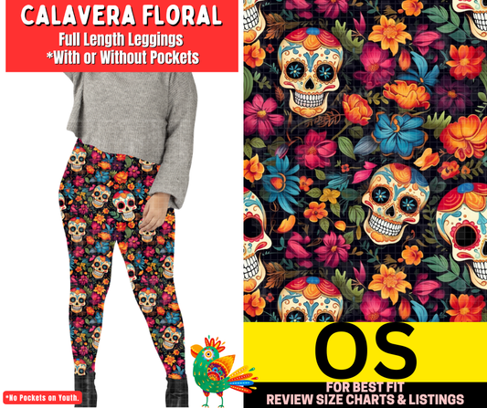 Calavera Floral Full Length Leggings w/ Pockets