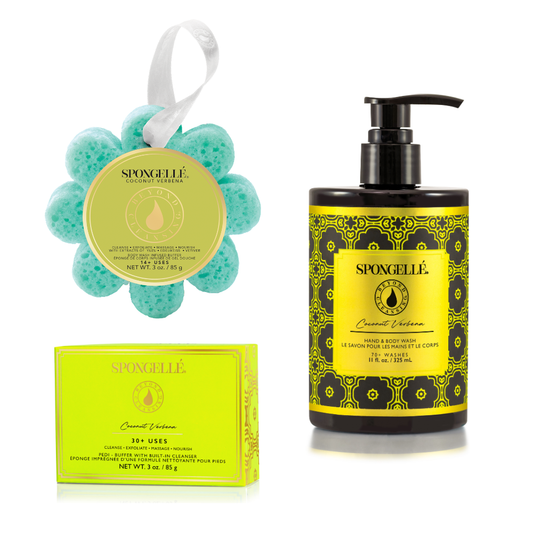 Coconut Verbena Wild Flower, Pedi Buffer, and Body Wash Refill Set