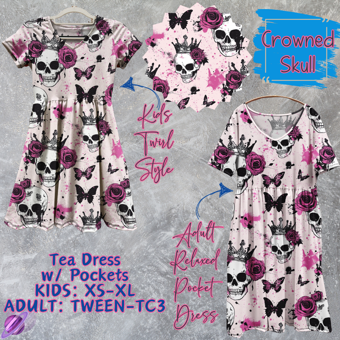 CROWNED SKULL - ADULT & KIDS - TEA DRESS RUN 3 - PREORDER CLOSING 3/11