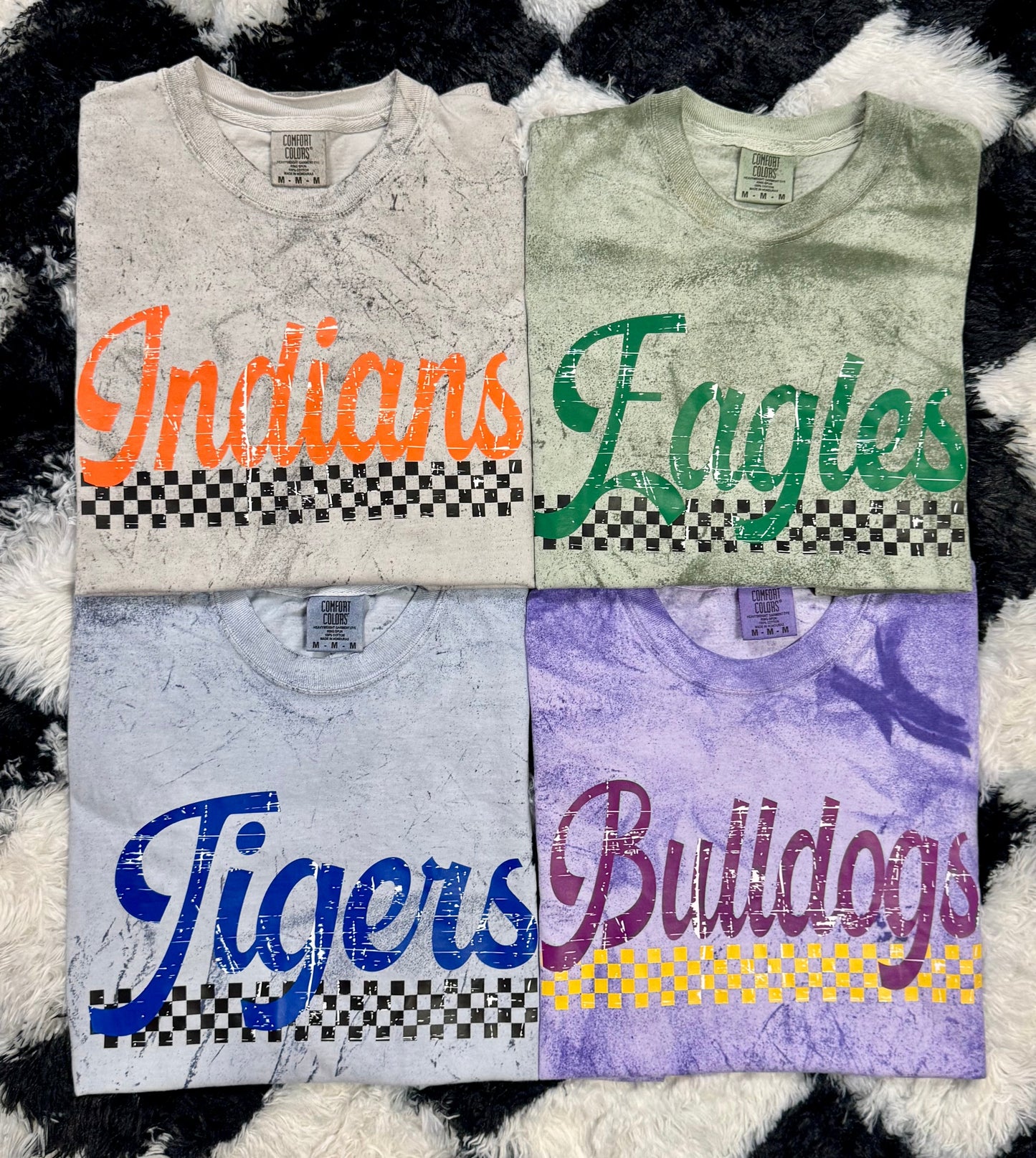 Custom Distressed Checkered Colorblast Tee
