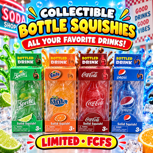 SATISFYING POPULAR SODA BOTTLE SQUISHIES IN YOUR FAVORITE FLAVORS