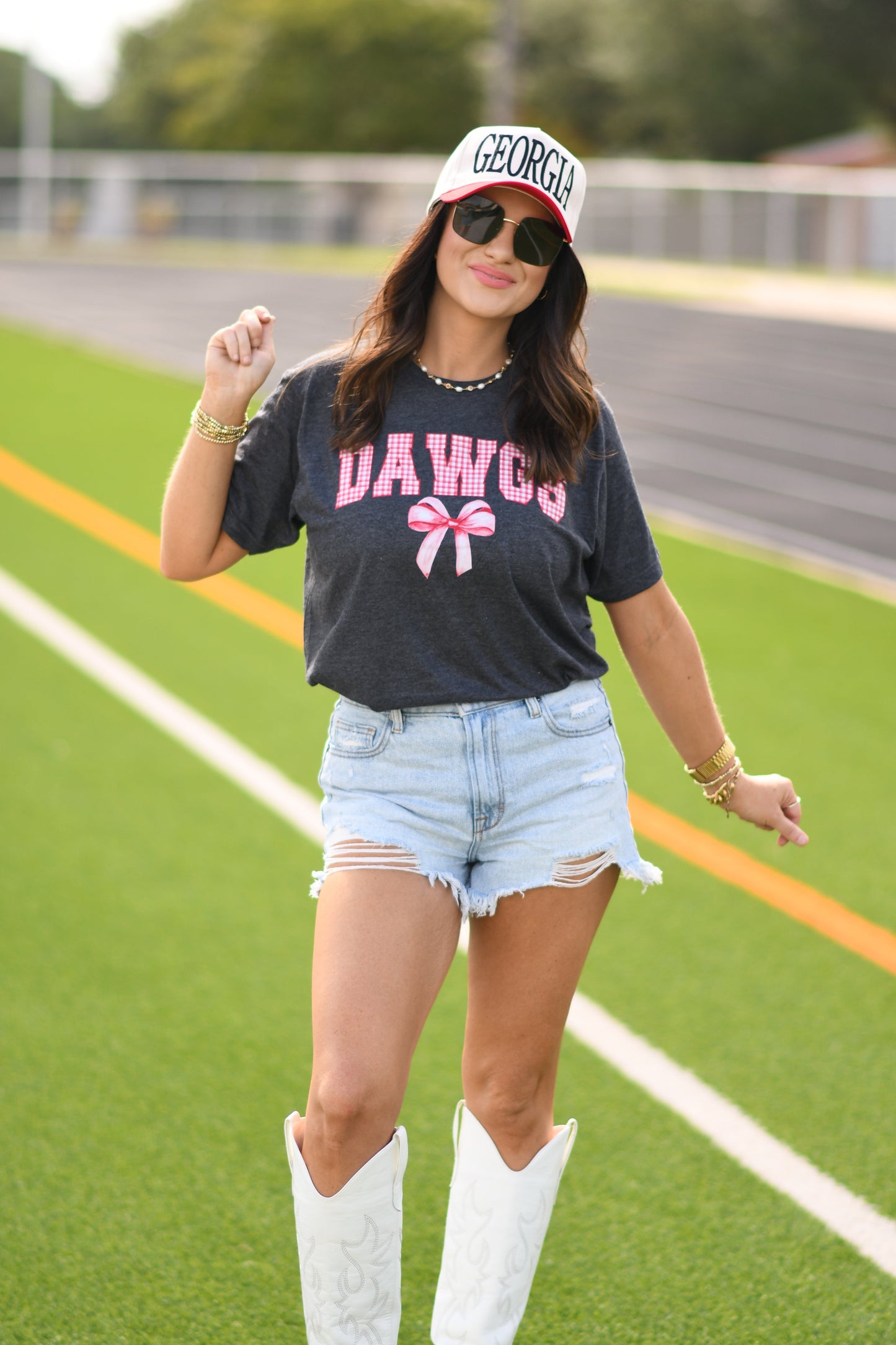 Dawgs Gingham Bow Tee