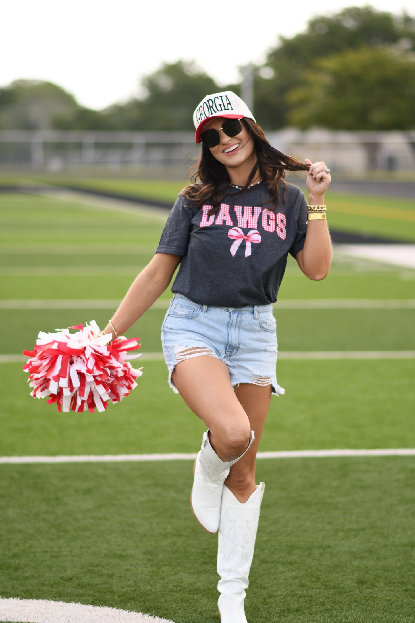 Dawgs Gingham Bow Tee