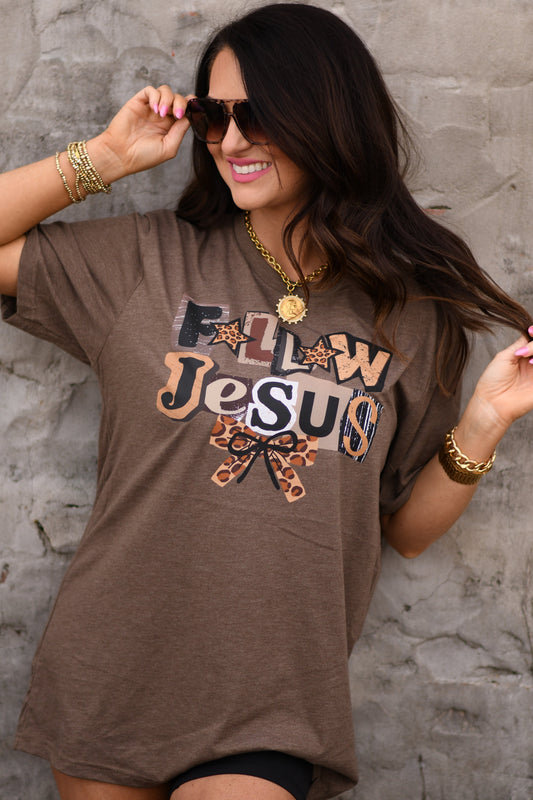 Follow Jesus Leopard Tee