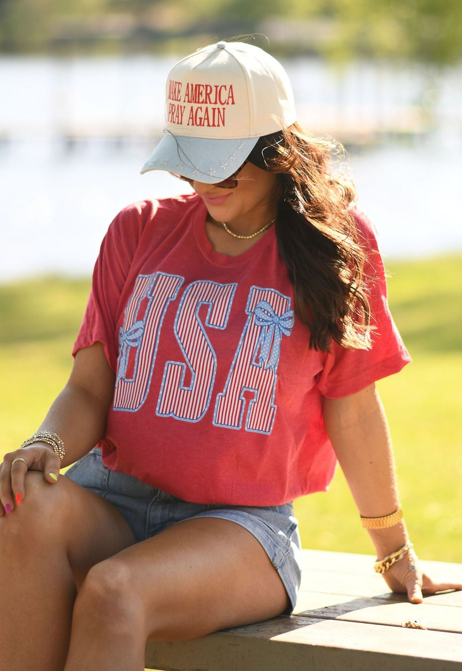 USA Stripes & Bows Tee