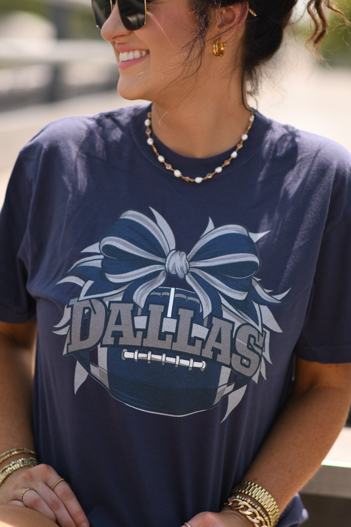 Dallas Football Bow Tee