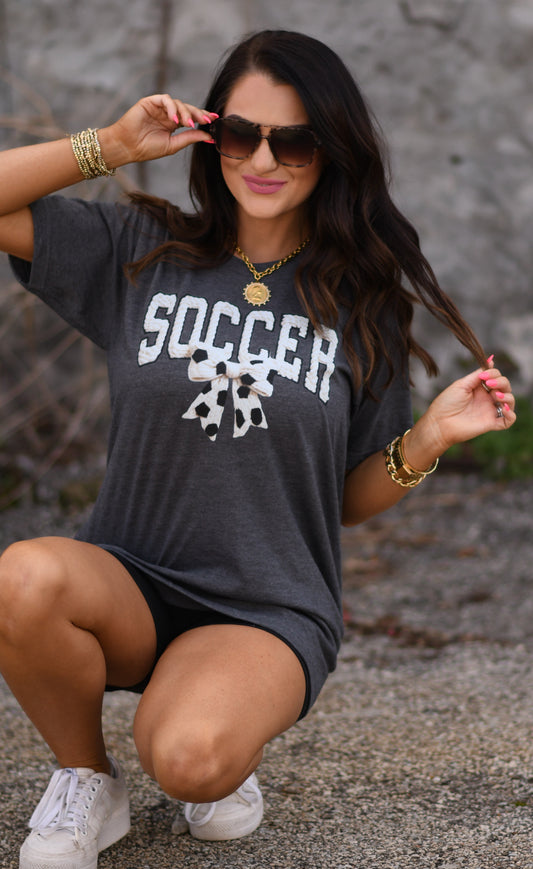 Faux Yarn Bow Soccer Tee