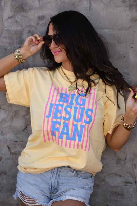 Big Jesus Fan Stripes Tee