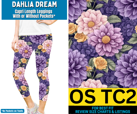 Dahlia Dream Capri Length Leggings w/ Pockets