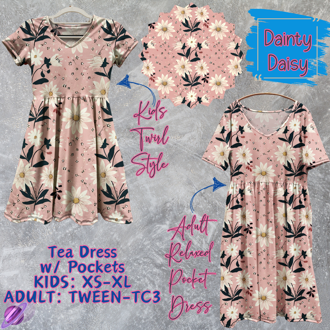 DAINTY DAISY - ADULT & KIDS - TEA DRESS RUN 3 - PREORDER CLOSING 3/11