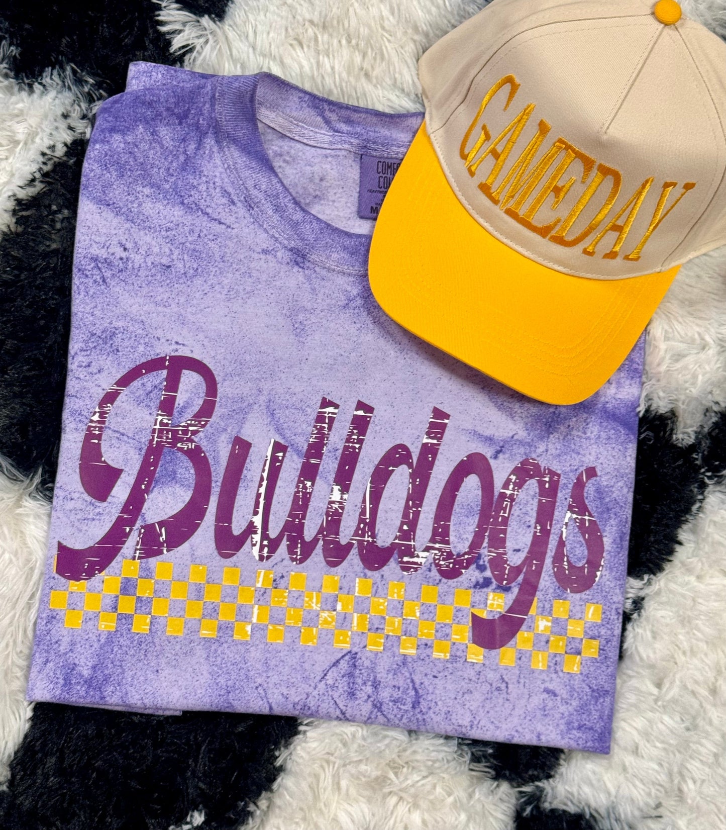 Custom Distressed Checkered Colorblast Tee