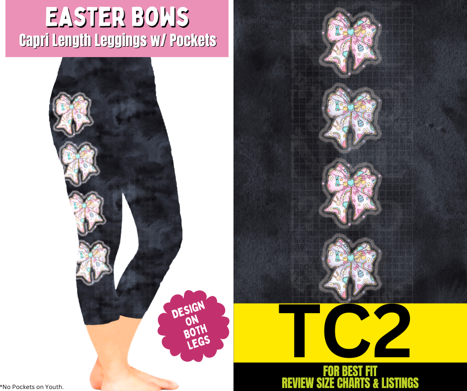 Easter Bows Capri Leggings w/ Side Leg Designs