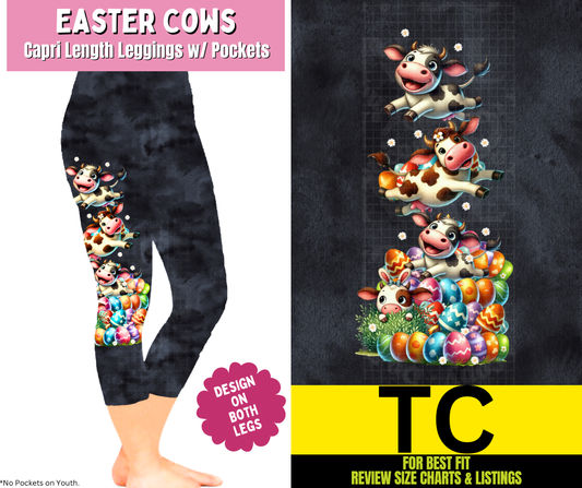 Easter Cows Capri Leggings w/ Side Leg Designs