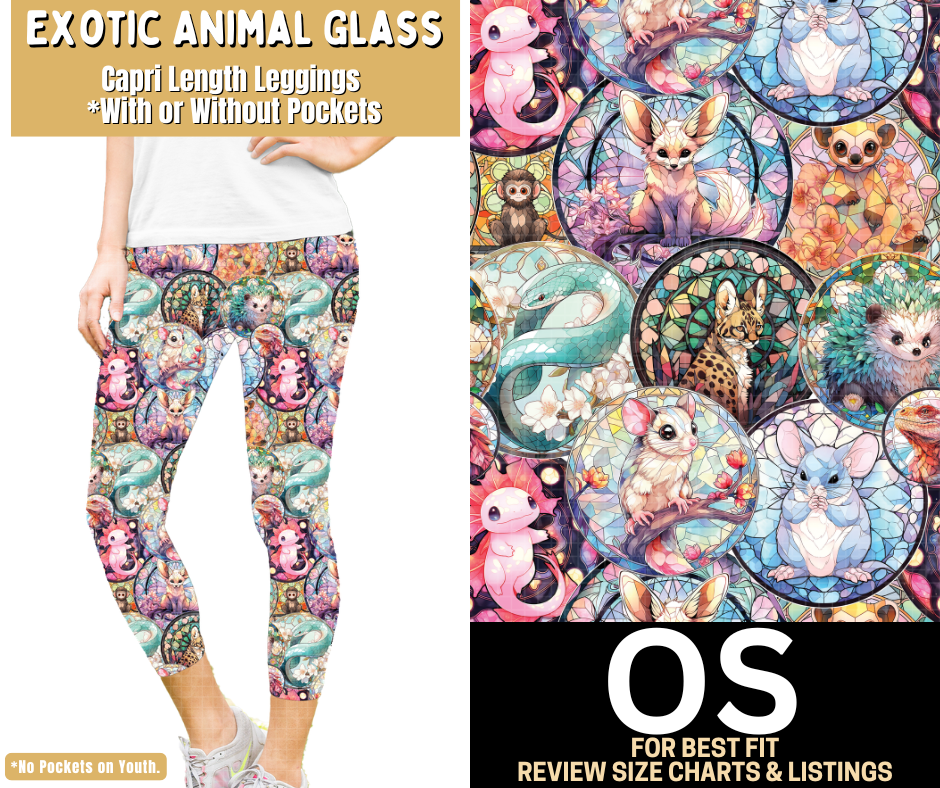 Exotic Animals Glass Capri Length Leggings w/ Pockets