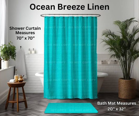 Ocean Breeze Linen Custom Shower Curtain