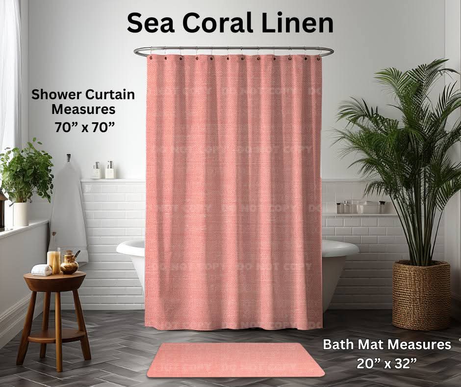 Sea Coral Linen Custom Shower Curtain