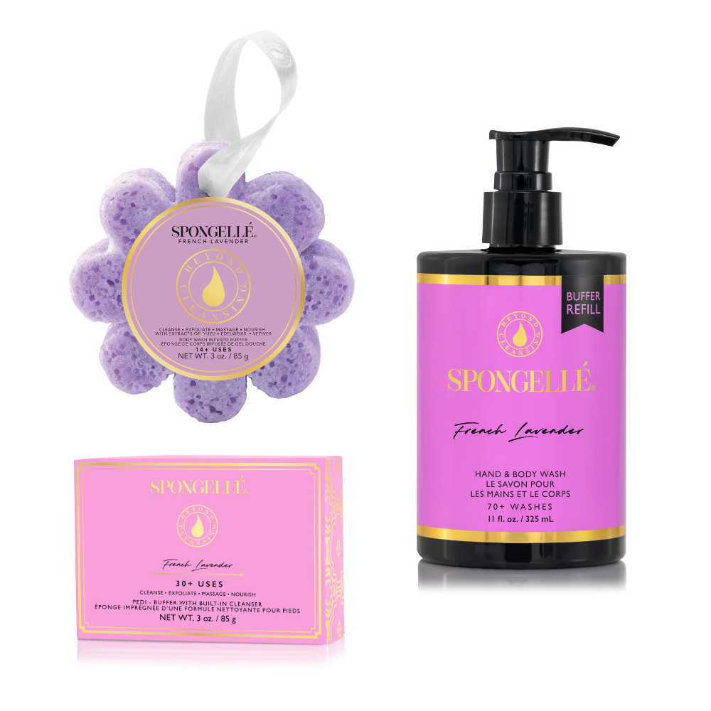 French Lavender Wild Flower, Pedi Buffer, and Body Wash Refill Set
