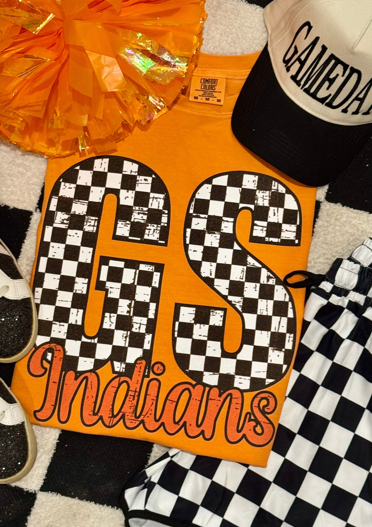 Custom Distressed Checkered Spirit Tee