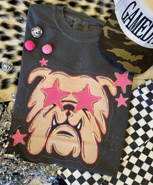 Bulldogs Pink Star Mascot Tee