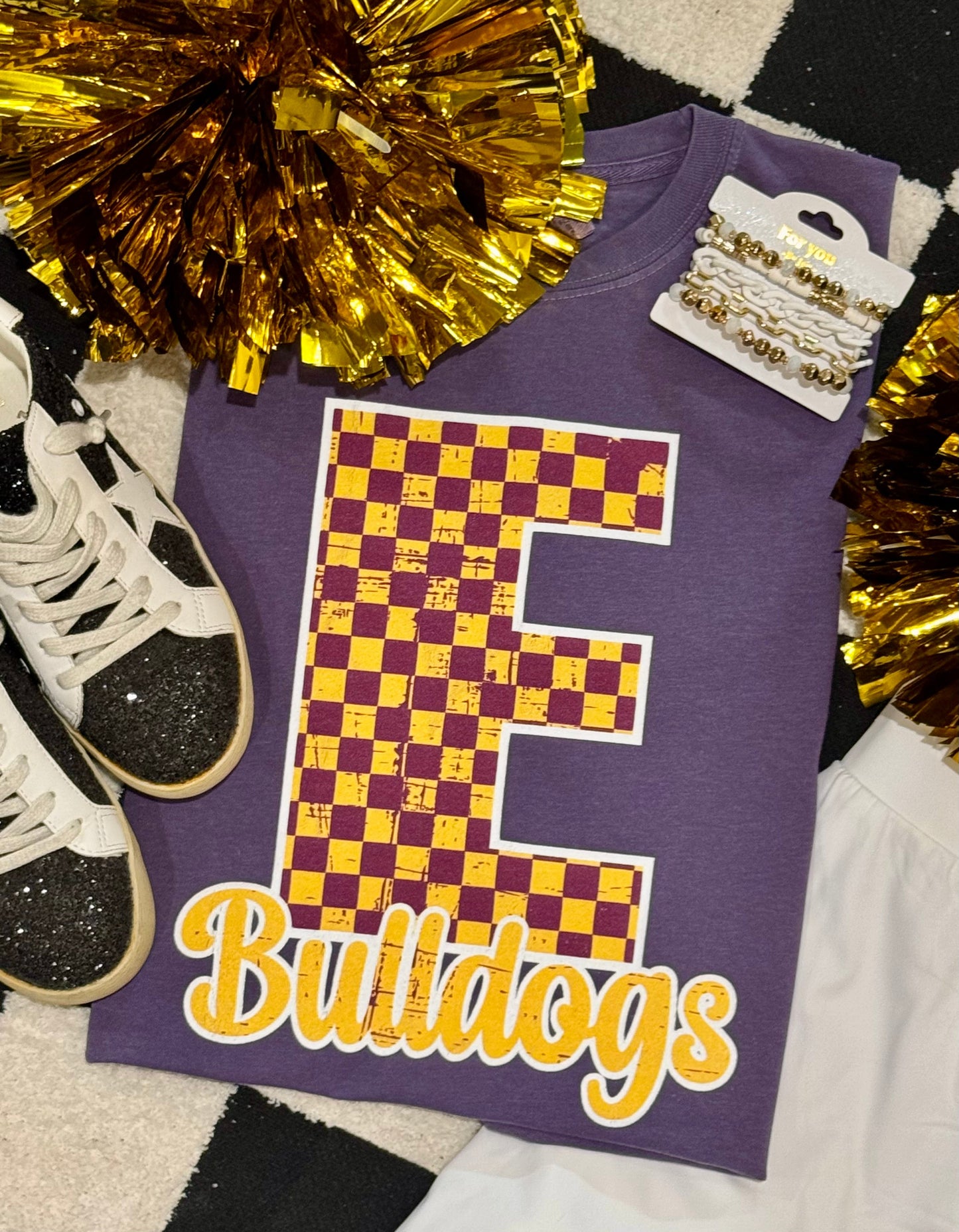 Custom Distressed Checkered Spirit Tee