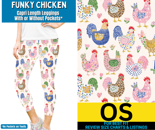 Funky Chicken Capri Length Leggings w/ Pockets