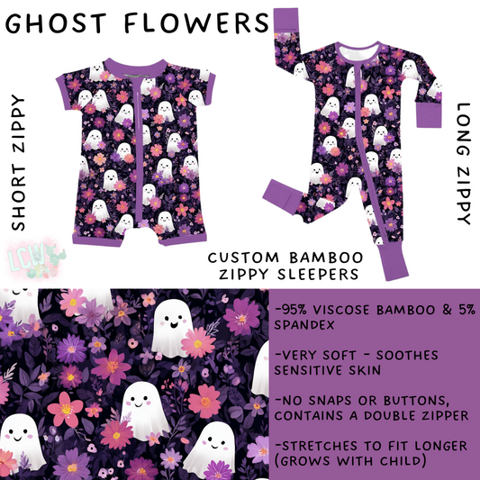 Ready to Ship - Ghost Flowers Long Zippy Sleeper - 2T & 3T