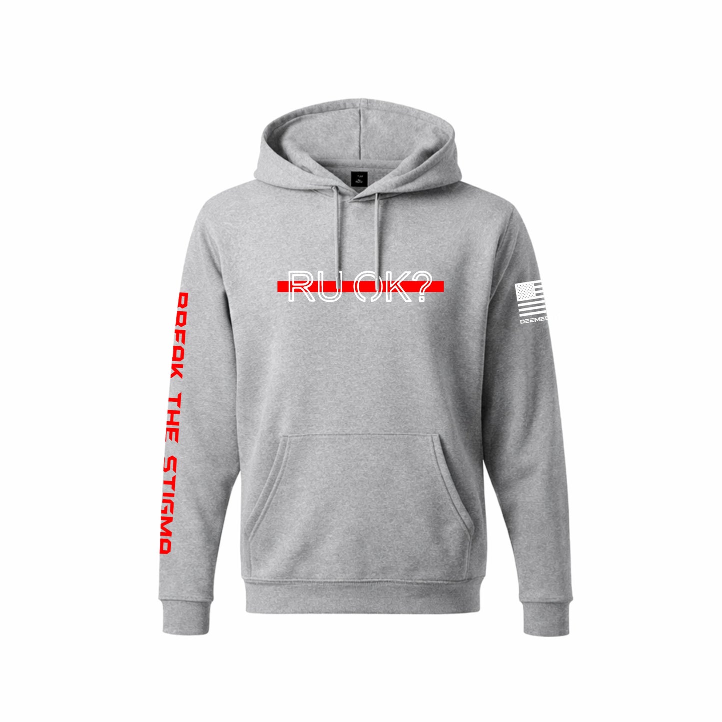 Stigma-Breaking Hoodie - Red Line (Heather Grey)